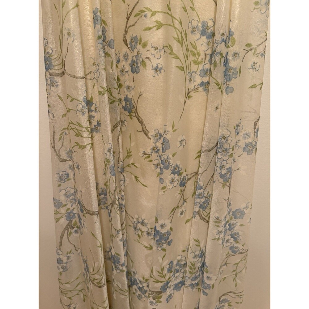 Vtg 70s Cream Delicate Blue Flowers Blouson Maxi Dress Floral Prairie Cottage - Picture 5 of 16
